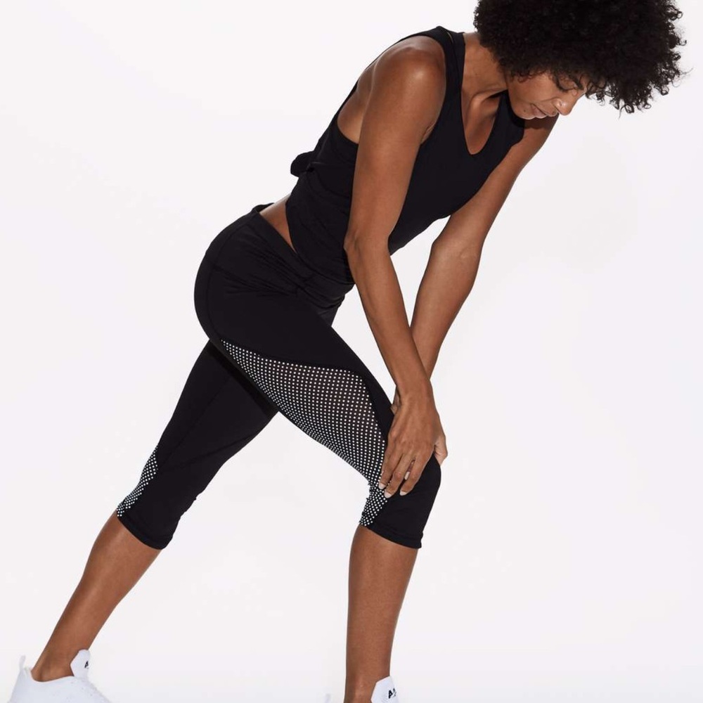 Lululemon run with the sun crop polka dot reflective leggings